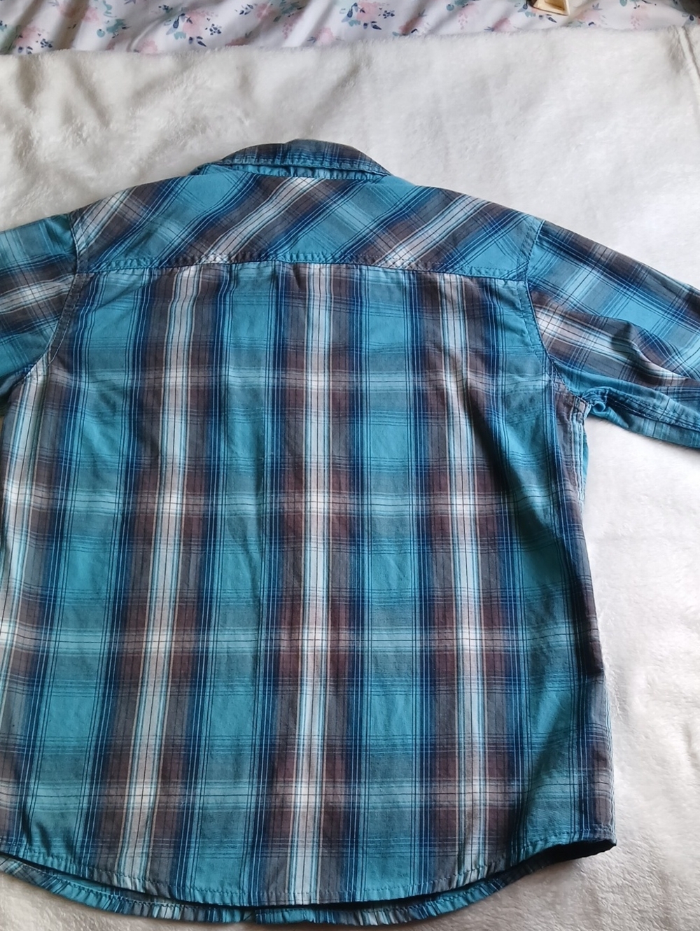 Route 66 Teal and Navy Plaid Button Shirt - Picture 5 of 5